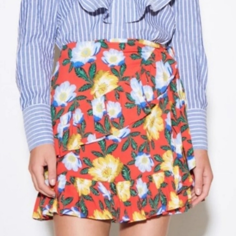 The Fifth Label floral wrap ruffle mini skirt